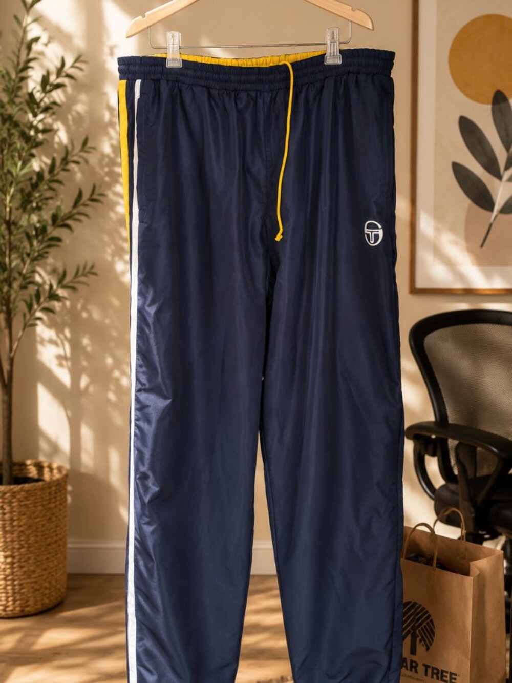 Rare Sergio Tacchini Tracksuit Set Jacket Pants Men's 2XL Yellow Navy - Picture 7 of 7